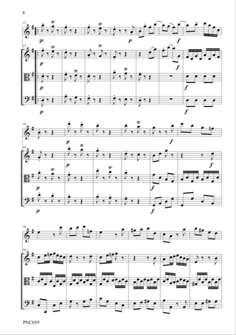 HAYDN QUARTETTO No. 2 in G MAJOR Hob II: G4 for flute & strings Small Ensemble scores gallery preview page 4