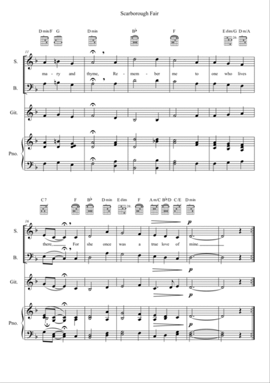 Scarborough Fair Unison Choir scores gallery preview page 2