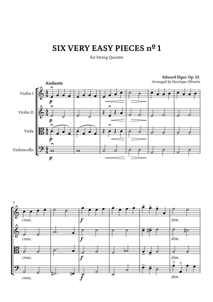 Six Very Easy Pieces Op. 22 - For String Quartet image number null
