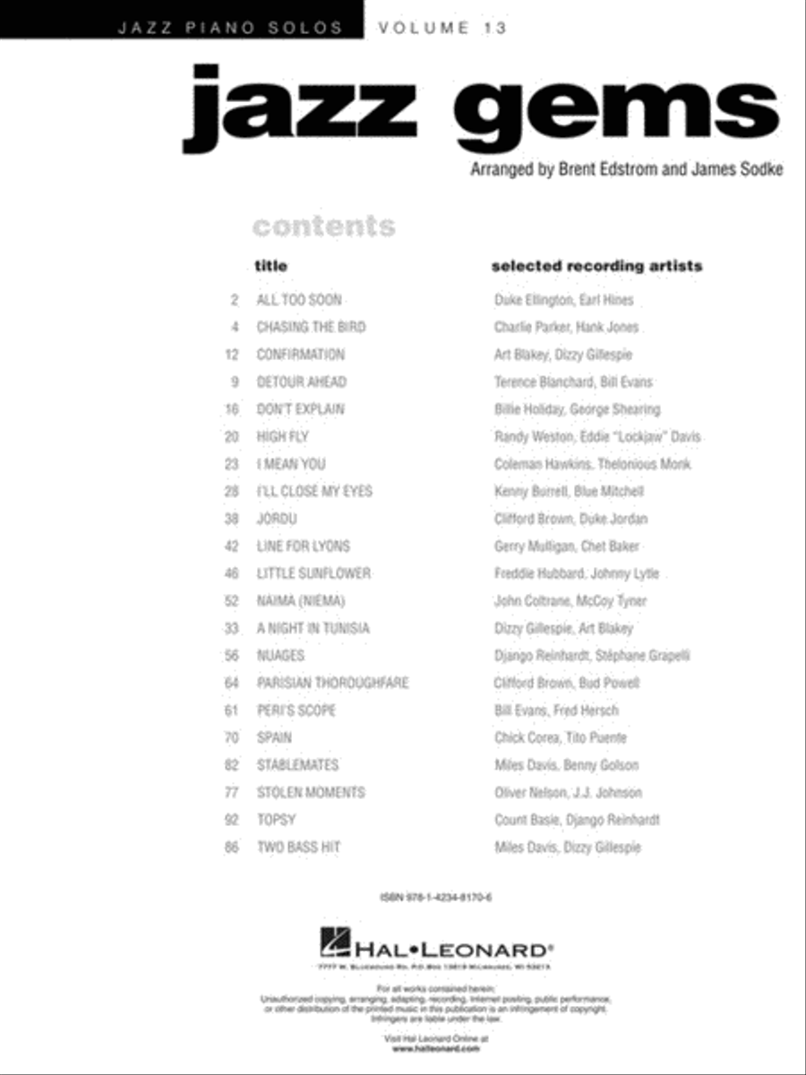 Jazz Gems Jazz Gems Piano Solo scores gallery preview page 2