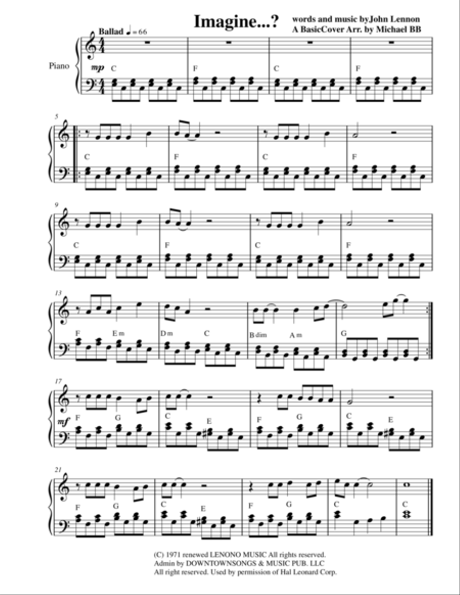 Imagine Easy Piano scores gallery preview page 1