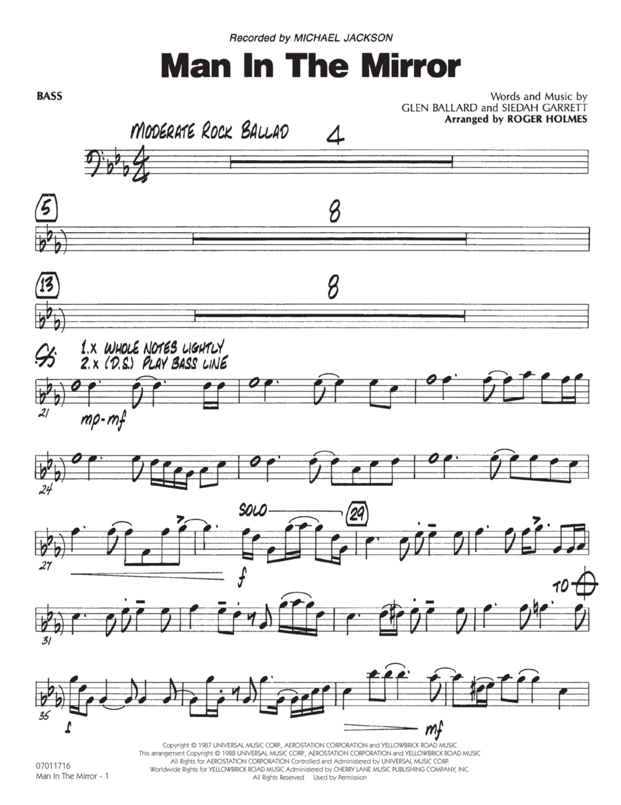 Man In The Mirror - Bass Part scores gallery preview page 1