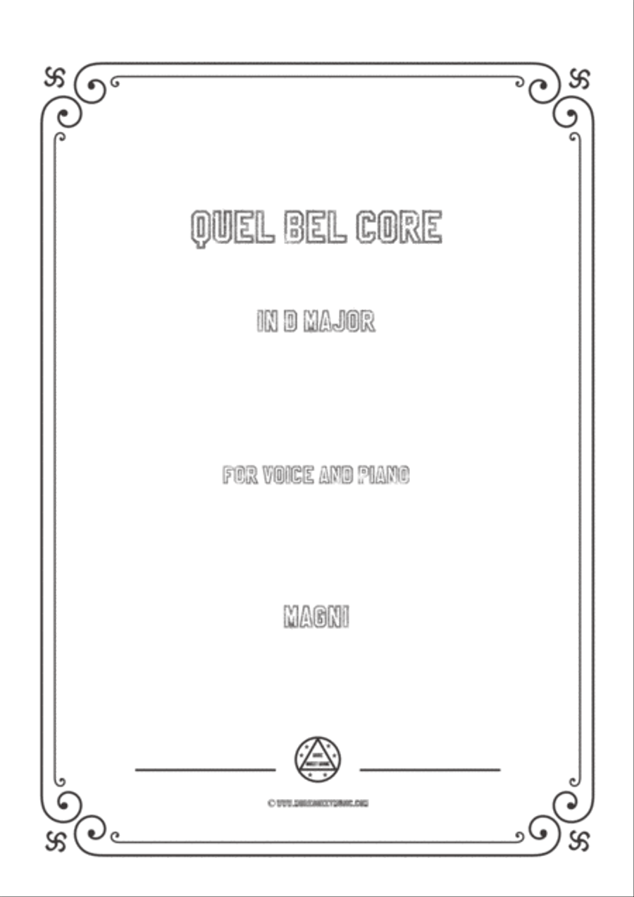 Magni-Quel bel core in D Major,for Voice and Piano Voice Solo scores gallery preview page 1