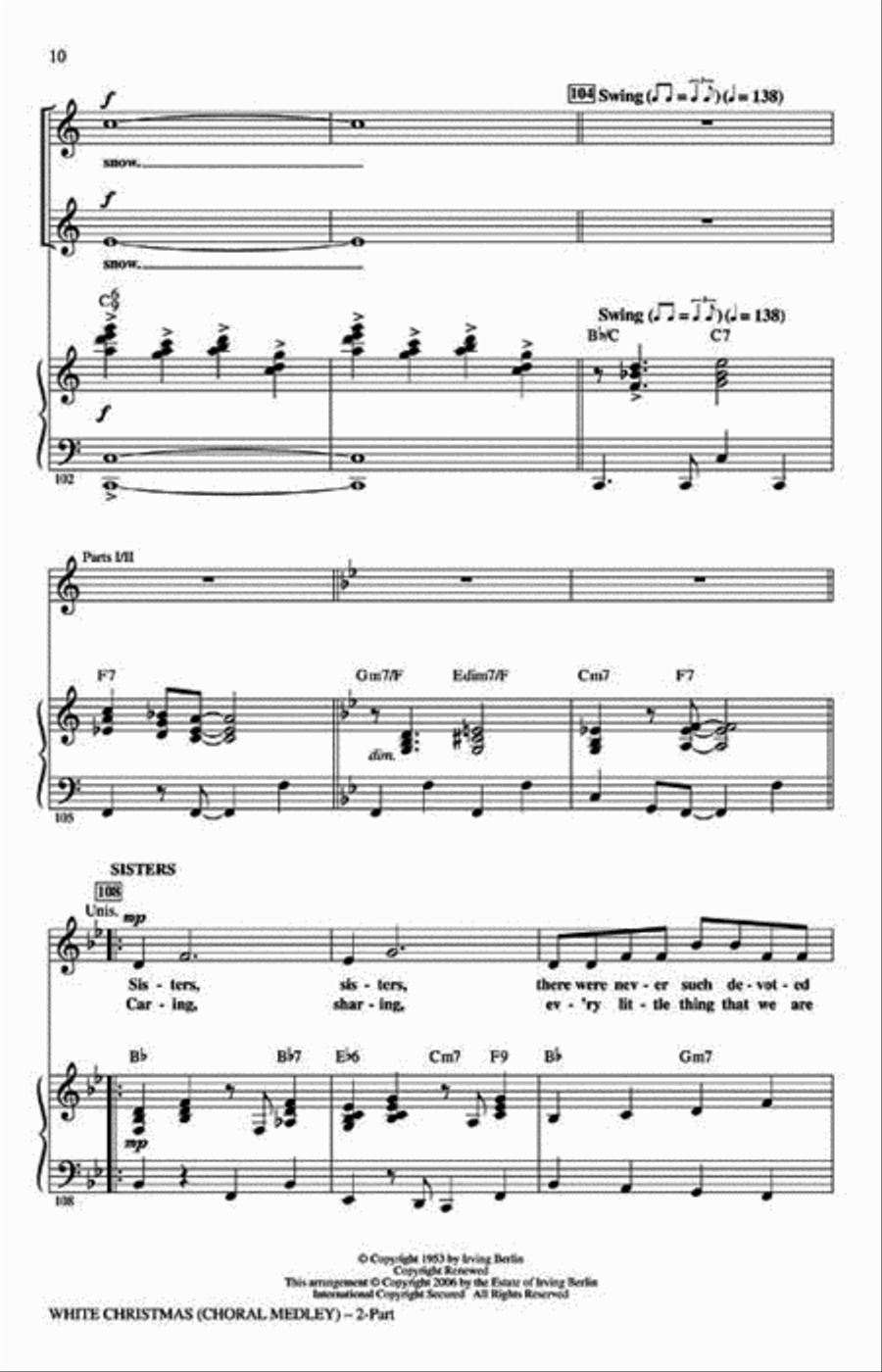 White Christmas (Choral Medley) 2-Part scores gallery preview page 3