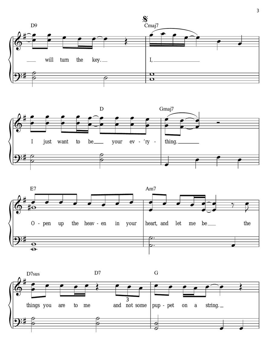 I Just Want To Be Your Everything Easy Piano scores gallery preview page 3