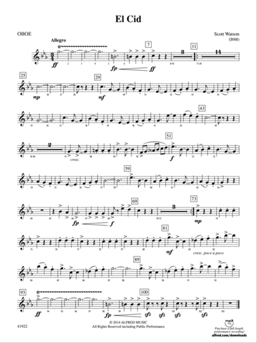 El Cid: Oboe El Cid: Oboe Concert Band scores gallery preview page 1