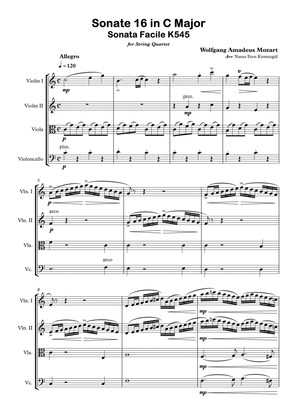 Mozart Sonata No: 16 in C Major for String Quartet