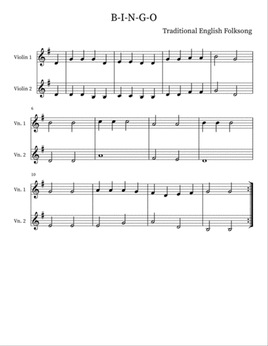 Folk Songs for 2 Violins String Duet scores gallery preview page 5