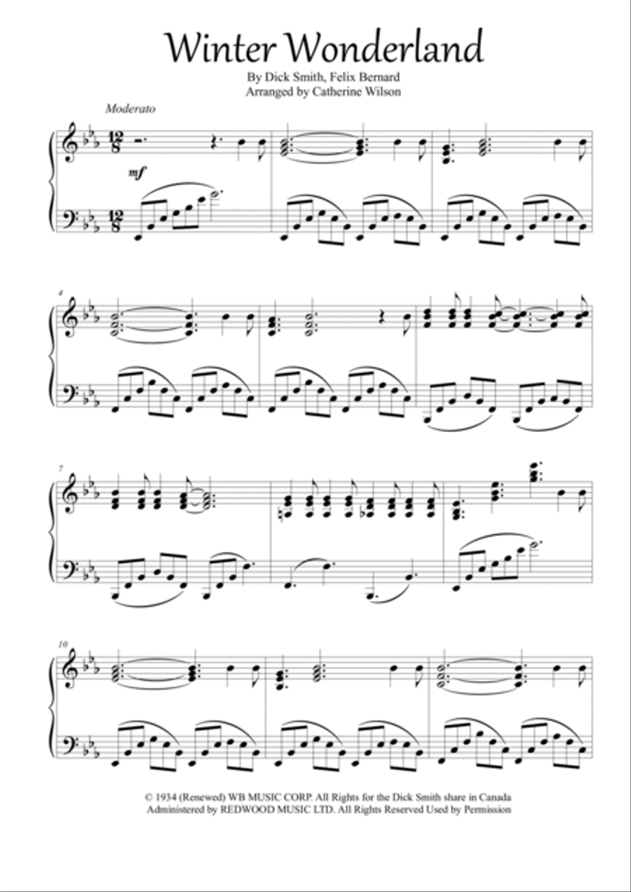 Winter Wonderland Piano Solo scores gallery preview page 2