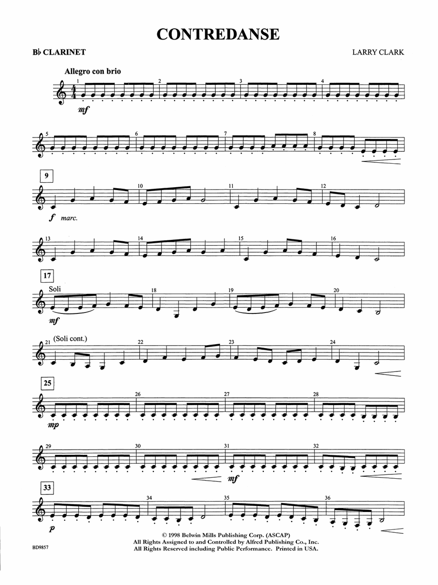 Contredanse: 1st B-flat Clarinet