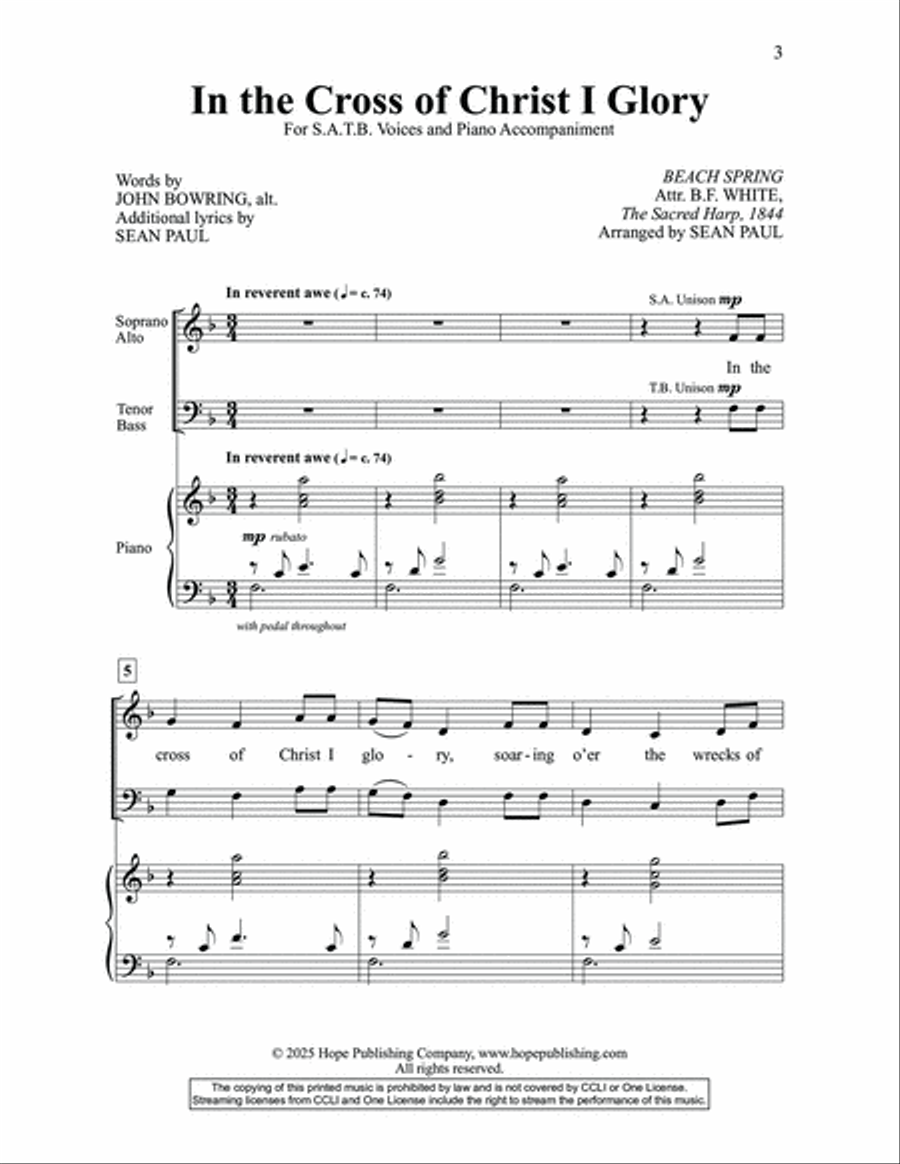 In the Cross of Christ I Glory 4-Part scores gallery preview page 3