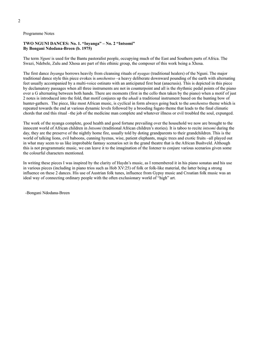 Two Nguni Dances Piano Trio scores gallery preview page 2