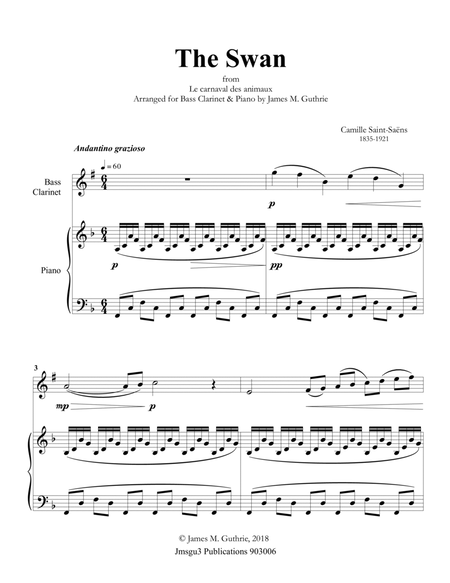 Saint-Saëns: The Swan for Bass Clarinet & Piano image number null