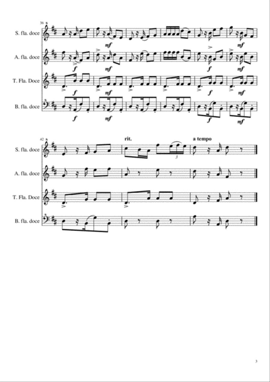 Habanera de Bizet para Quarteto de Flauta Doce (Soprano, Contralto, Tenor e Baixo) Woodwind Quartet scores gallery preview page 4