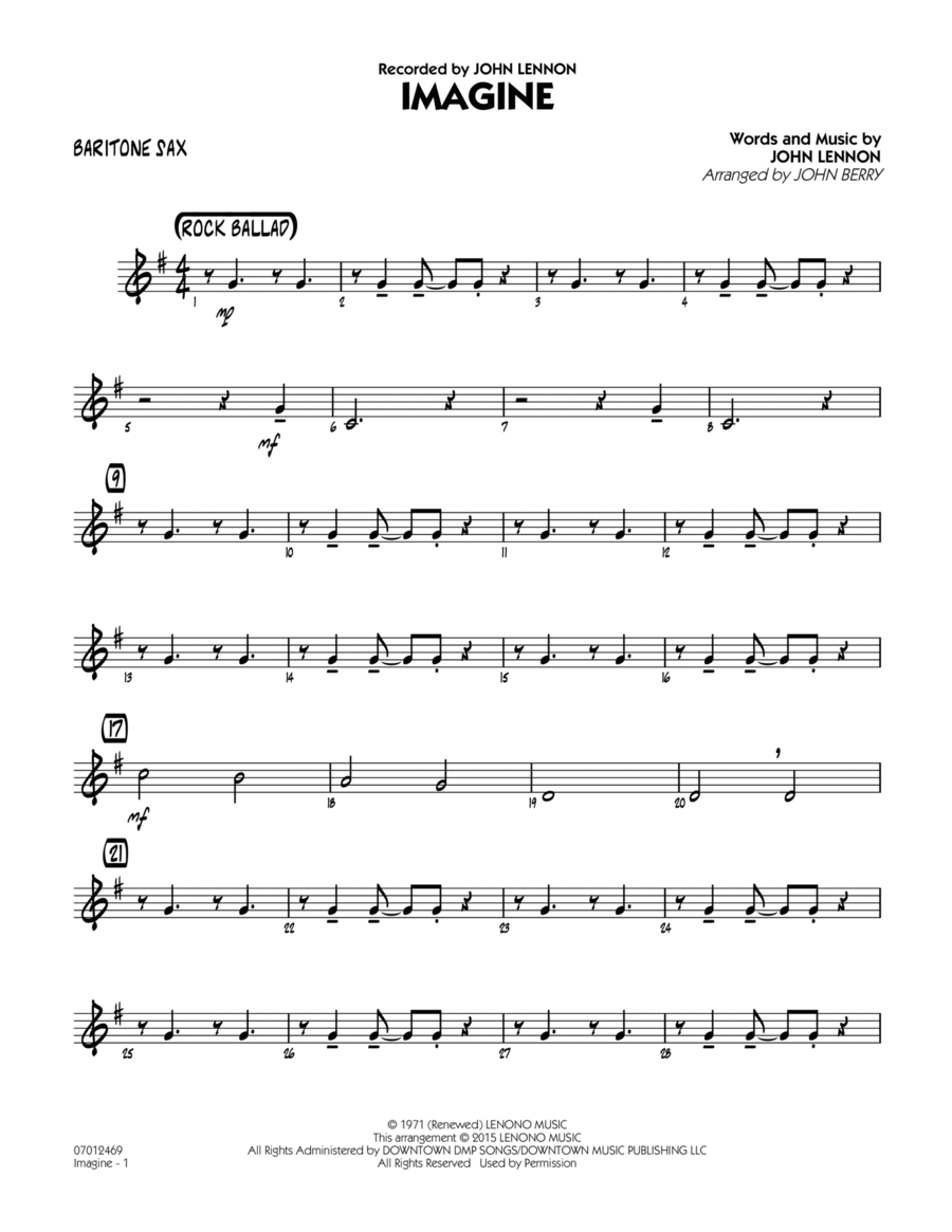 Imagine - Baritone Sax Imagine - Baritone Sax Jazz Ensemble scores gallery preview page 1