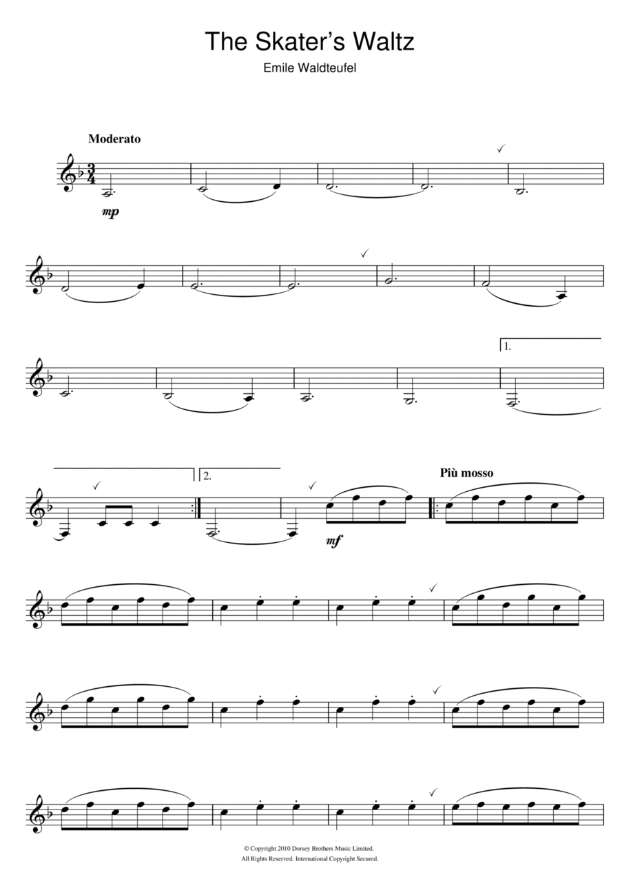 The Skater's Waltz Clarinet Solo scores gallery preview page 1