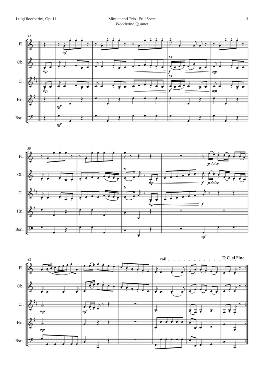 Minuet by Boccherini for Woodwind Quintet Woodwind Quintet scores gallery preview page 4