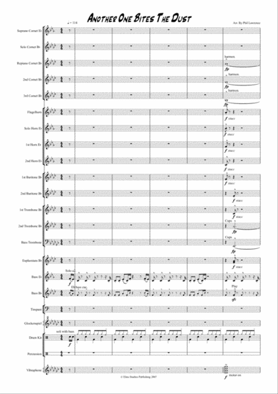 Another One Bites The Dust Brass Ensemble scores gallery preview page 1