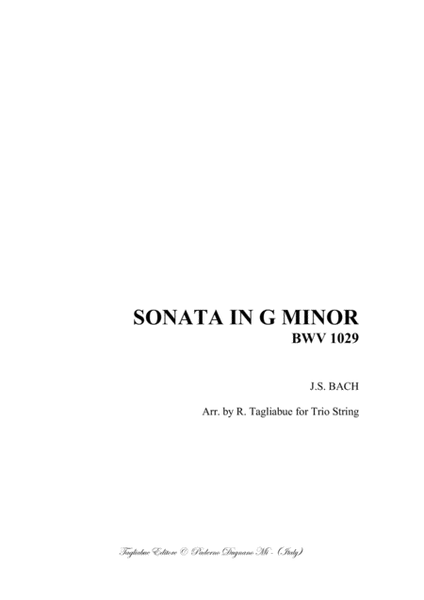 SONATA IN G MINOR - BWV 1029 - 1st Mov. - Arr. for Trio String - With Parts image number null