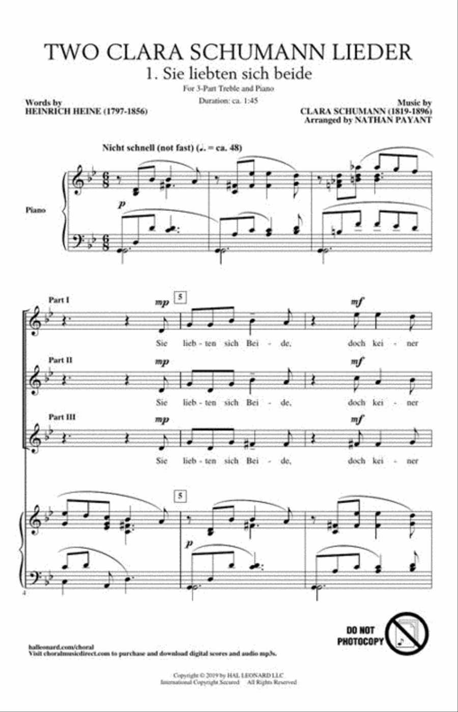 Two Clara Schumann Lieder SSA scores gallery preview page 5