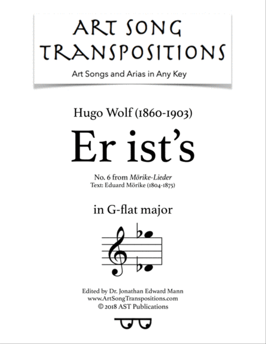 WOLF: Er ist's (transposed to G-flat major) Voice scores gallery preview page 1