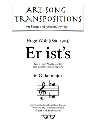 Book cover for WOLF: Er ist's (transposed to G-flat major)