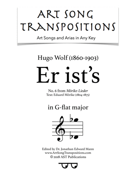 WOLF: Er ist's (transposed to G-flat major)