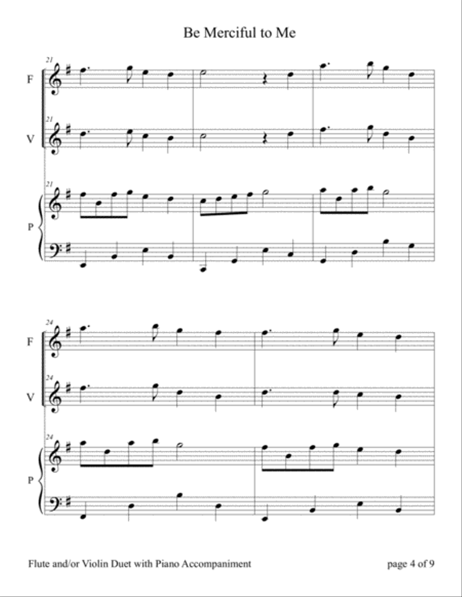 Be Merciful to Me ~ Psalm 57 (for Flute and/or Violin Duet with Piano accompaniment) Flute scores gallery preview page 5