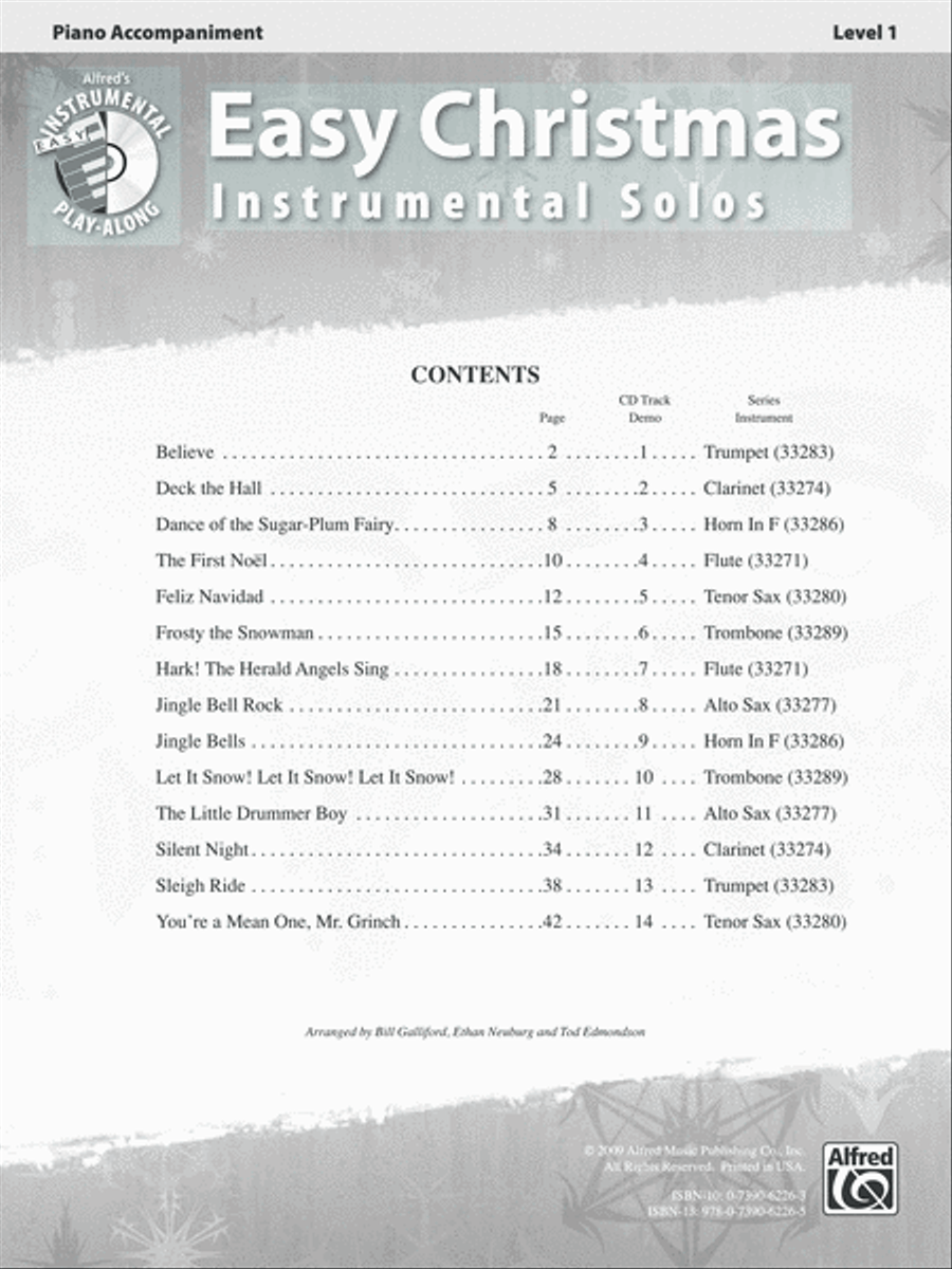 Easy Christmas Instrumental Solos, Level 1