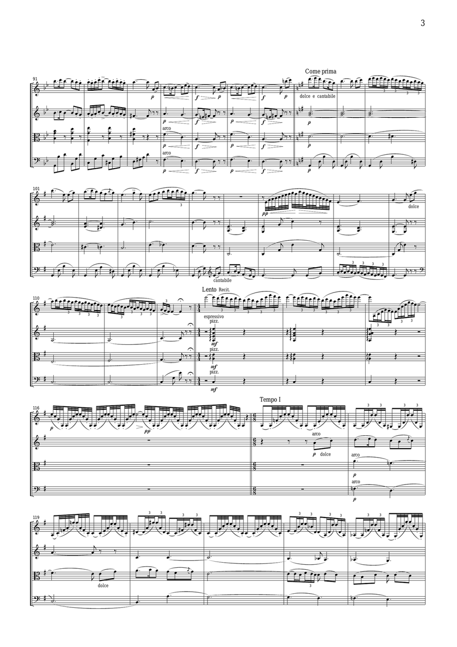 Rimsky-Korsakow The Young Prince and the Young Princess from Scheherazade, for string quartet, CR40 String Quartet scores gallery preview page 3