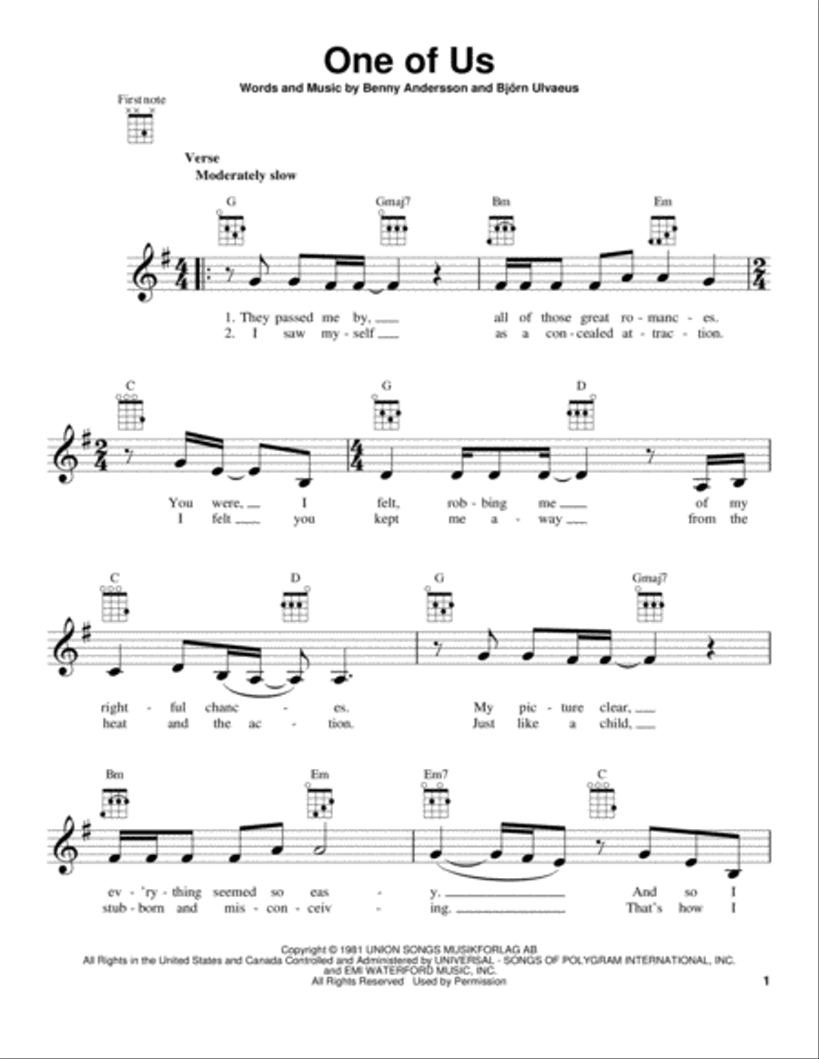 One Of Us One Of Us Ukulele scores gallery preview page 1