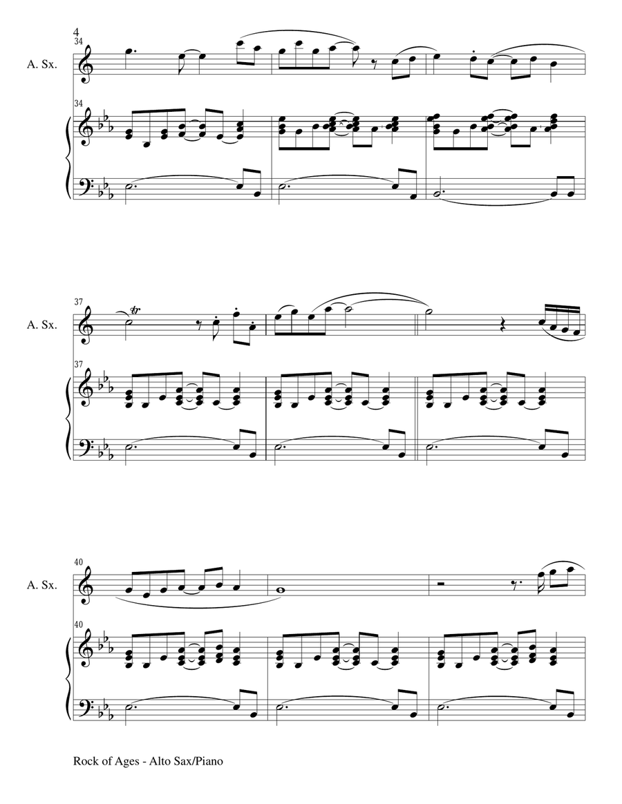ROCK OF AGES (Alto Sax/Piano and Sax Part) Alto Saxophone scores gallery preview page 4