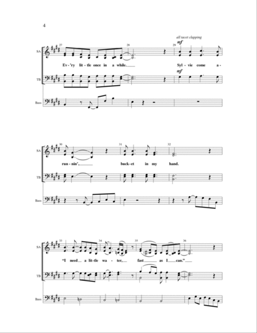 Bring Me little Water, Sylvie 4-Part scores gallery preview page 3