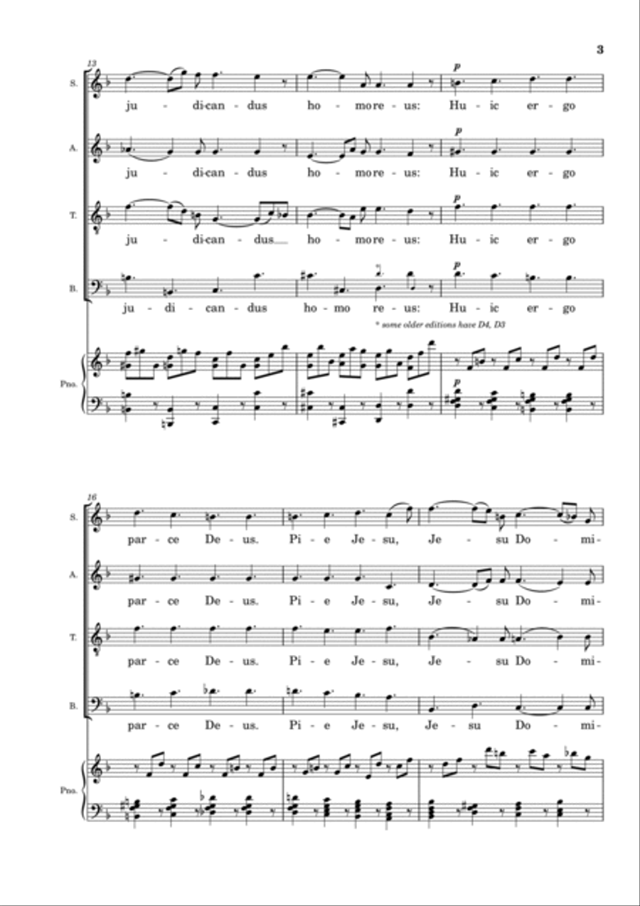 Requiem, 8. Lacrimosa (SATB) - With Lyric - Mozart 4-Part scores gallery preview page 3