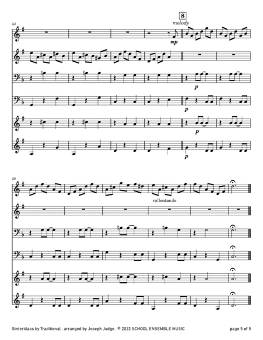 Sinterklaas for Brass Quartet in Schools Brass Quartet scores gallery preview page 5