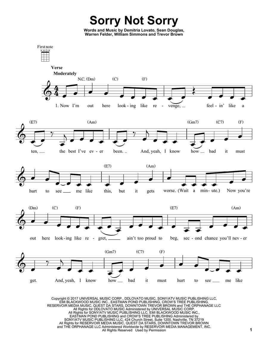 Sorry Not Sorry Sorry Not Sorry Ukulele scores gallery preview page 1