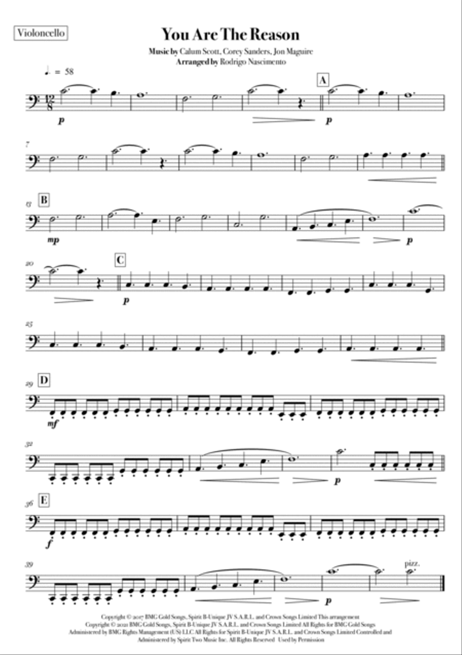 You Are The Reason String Quartet scores gallery preview page 6