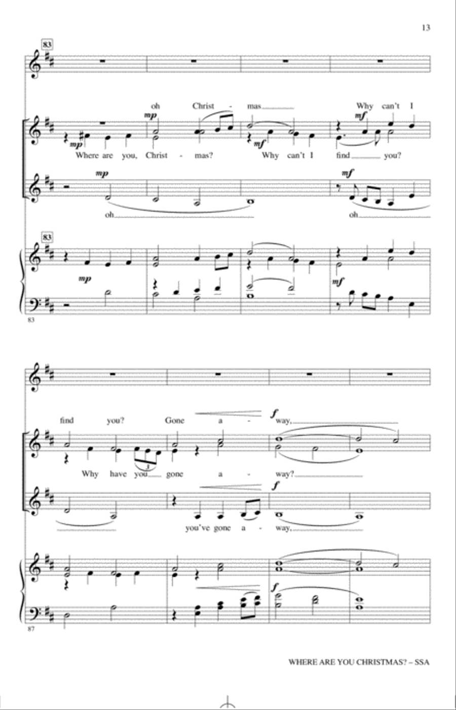 Where Are You Christmas? (from How The Grinch Stole Christmas) (arr. Mark Brymer) SSA scores gallery preview page 12