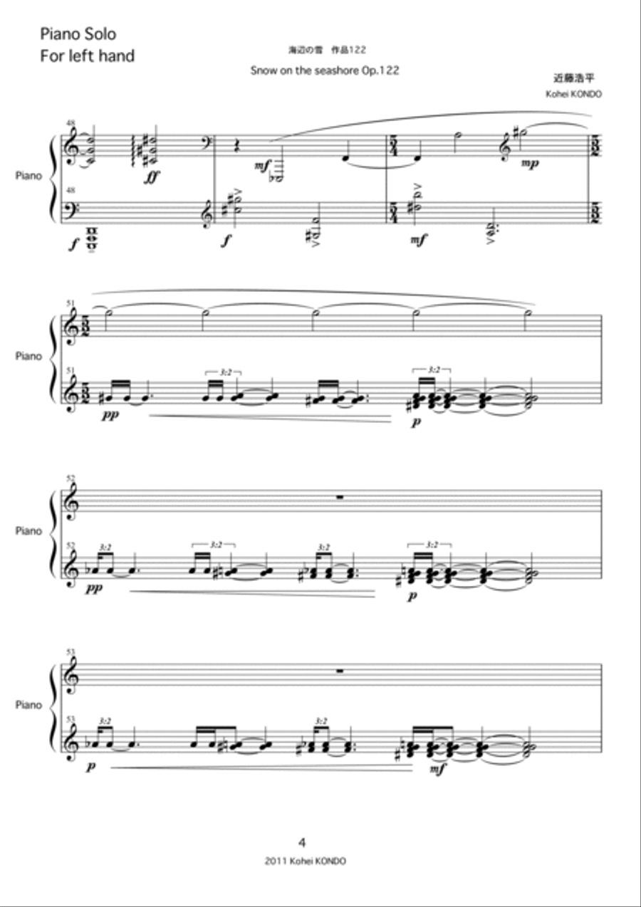 Snow on the seashore ~In memoriam of victims of the earthquake and the tsunami Op.122 (Original ver Piano Solo scores gallery preview page 5