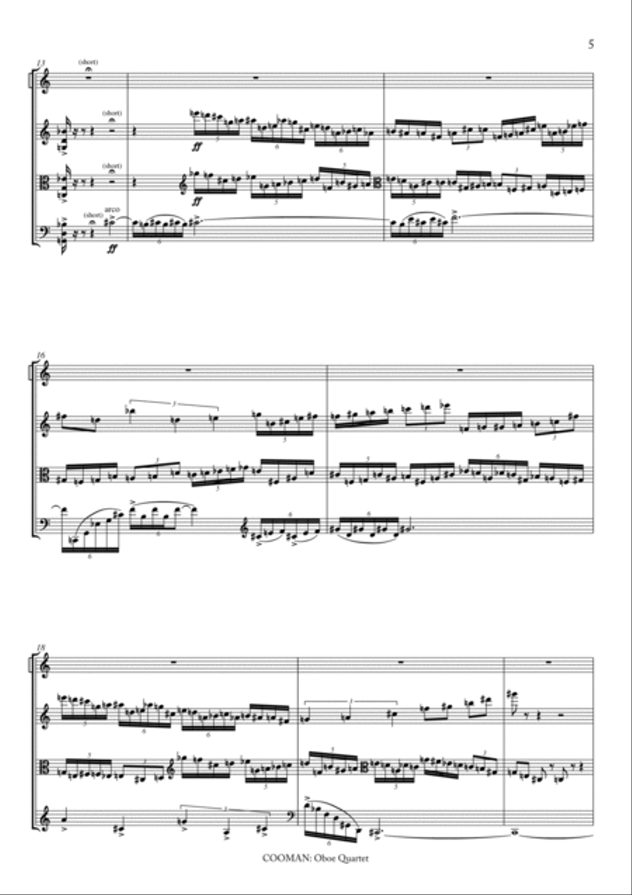 Carson Cooman: Oboe Quartet (2007) for oboe and string trio Small Ensemble scores gallery preview page 4