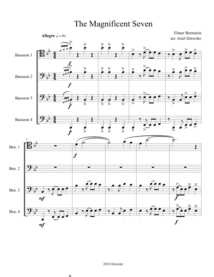 The Magnificent Seven Woodwind Ensemble scores gallery preview page 1