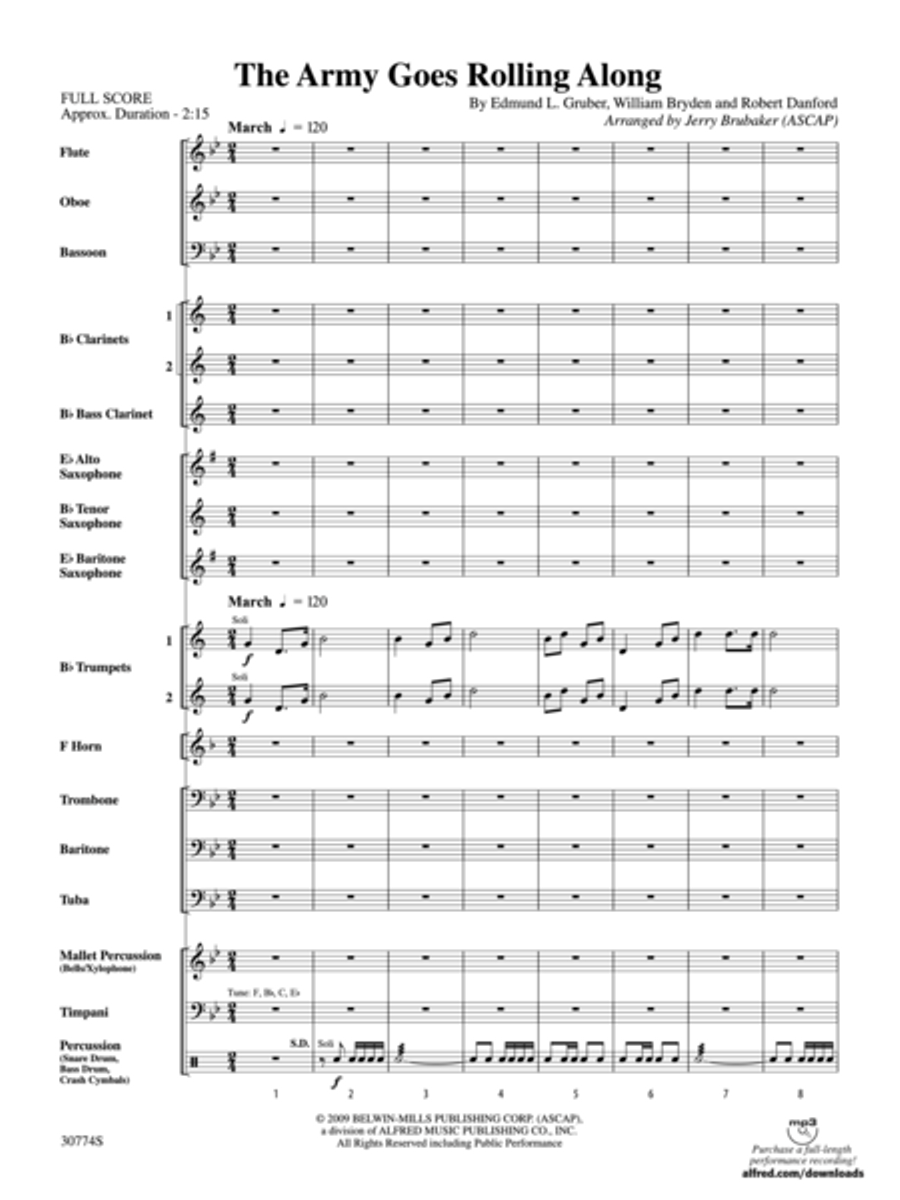 The Army Goes Rolling Along Concert Band scores gallery preview page 2