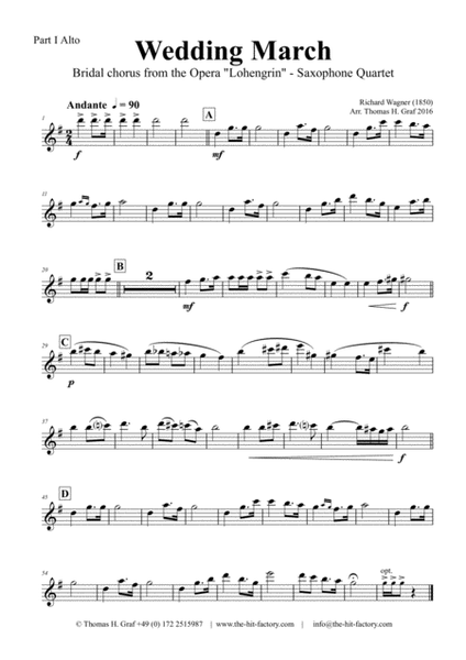 Wedding March - Bridal chorus Lohengrin - Saxophone Quartet