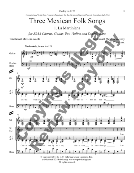 Three Mexican Folk Songs (SSAA Full Score)