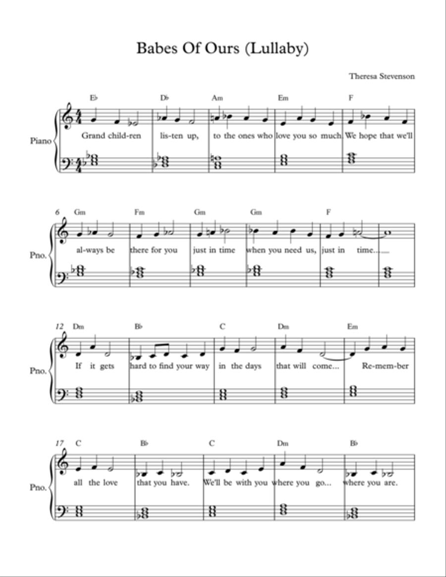 Babes of Ours (Lullaby) Piano scores gallery preview page 1