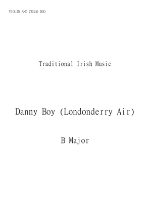 Danny Boy (Londonderry Air) for Cello and Violin Duo in B major. Early Intermediate.