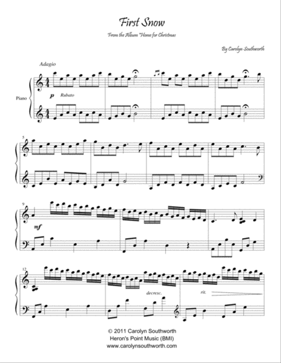First Snow Piano Solo scores gallery preview page 1