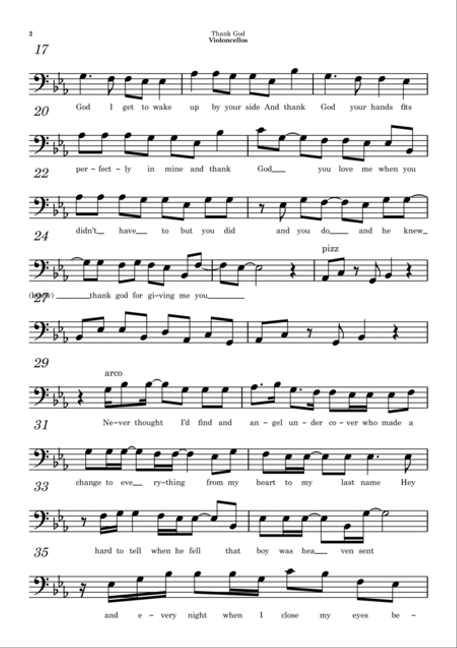 Thank God Thank God Cello Solo scores gallery preview page 2