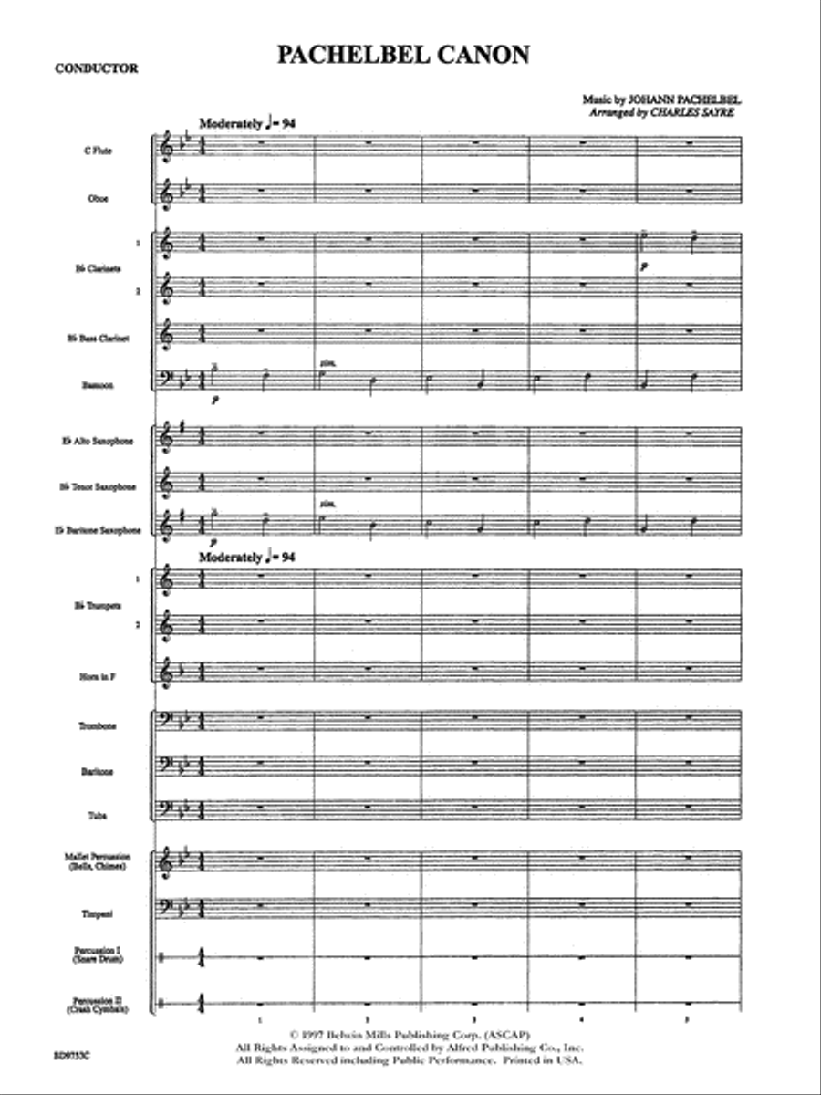 Pachelbel Canon: Score Pachelbel Canon: Score Concert Band scores gallery preview page 3