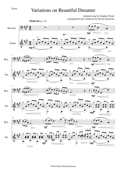 Variations on Beautiful Dreamer for bassoon and guitar image number null